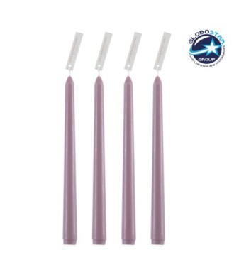 GloboStar® WATER-LILLY 35204 ΣΕΤ 4 Αρωματικά Κεριά Κηροπηγίου Παραφίνης με Άρωμα Φρούτα του Δάσους Λιλά Μ2 x Π2 x Υ25cm